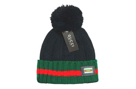 black gucci hat with pompom|gucci hats and gloves.